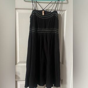 Anthropologie Black Dress with Green Accents
